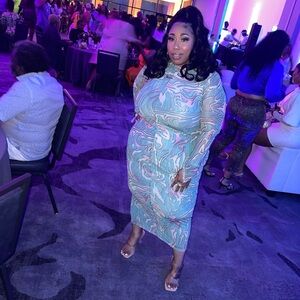 Fashion Nova Meet Me Mesh Midi Dress
